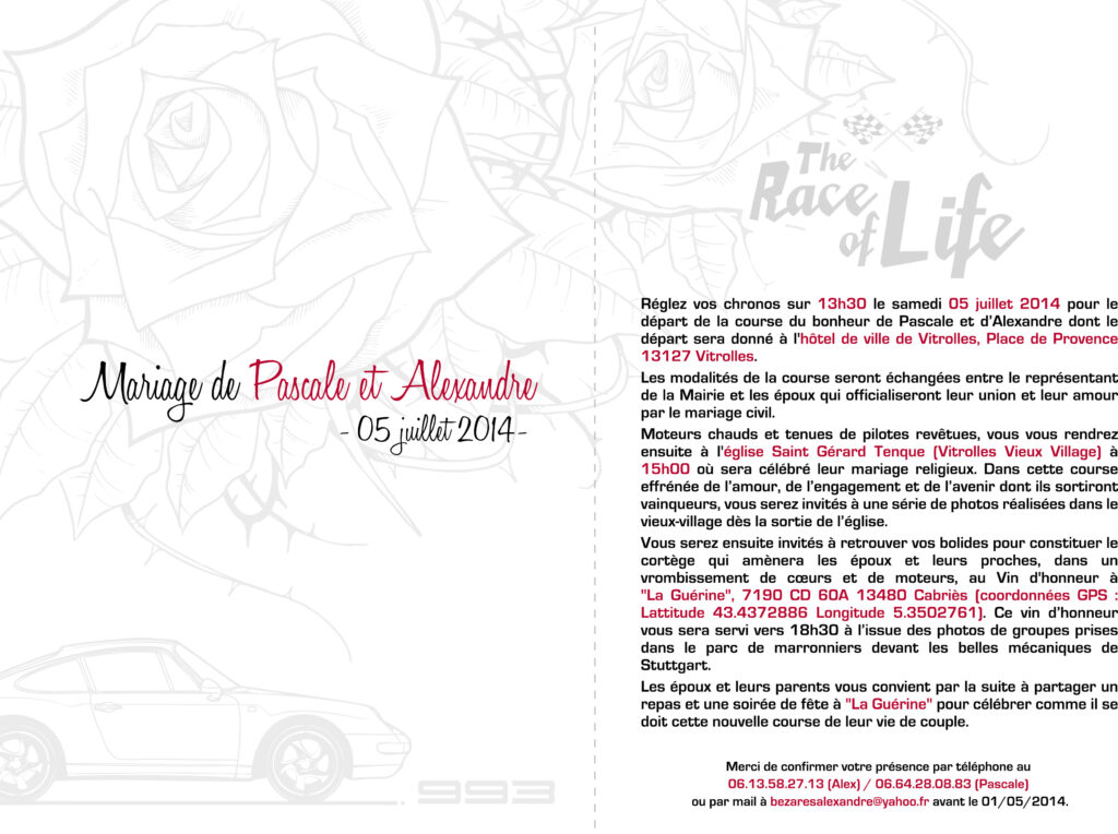 divers automobile flyer mariage pascale alex 2014  - 2