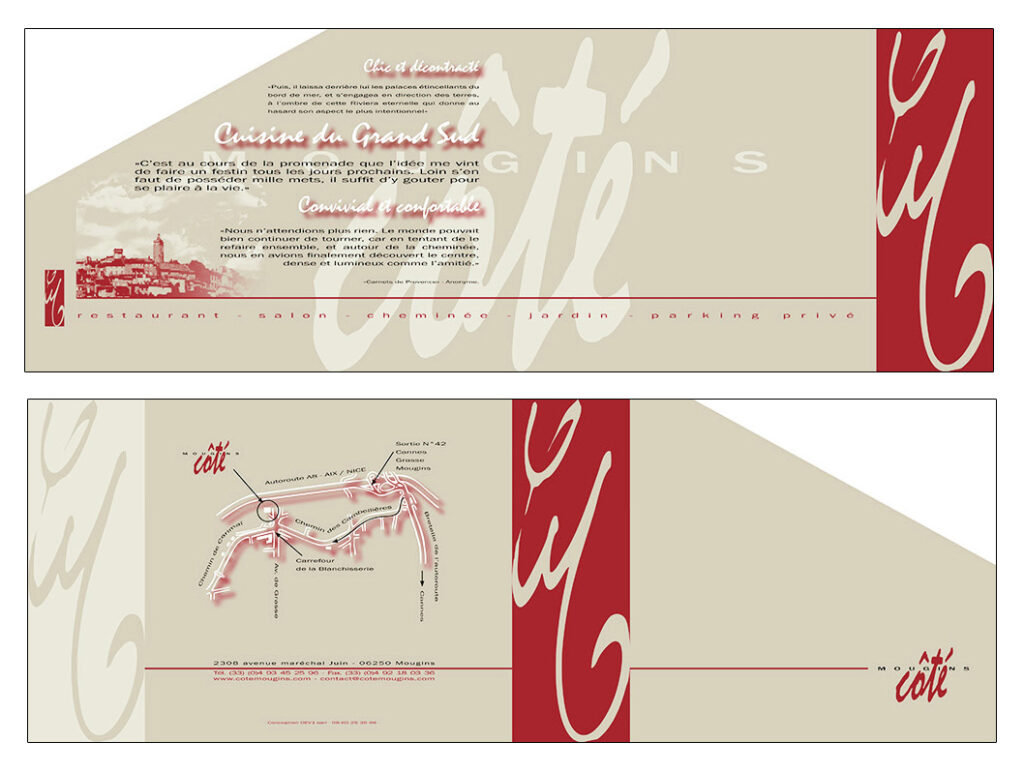 restaurant cote mougins 2003 depliant
